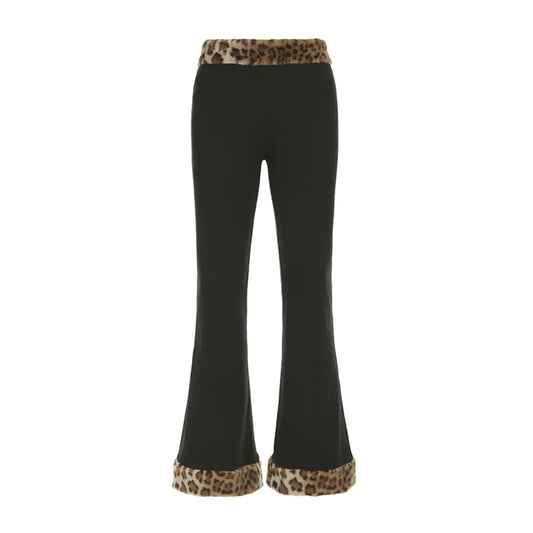 Pantalon  noir taille basse leopard THSPR