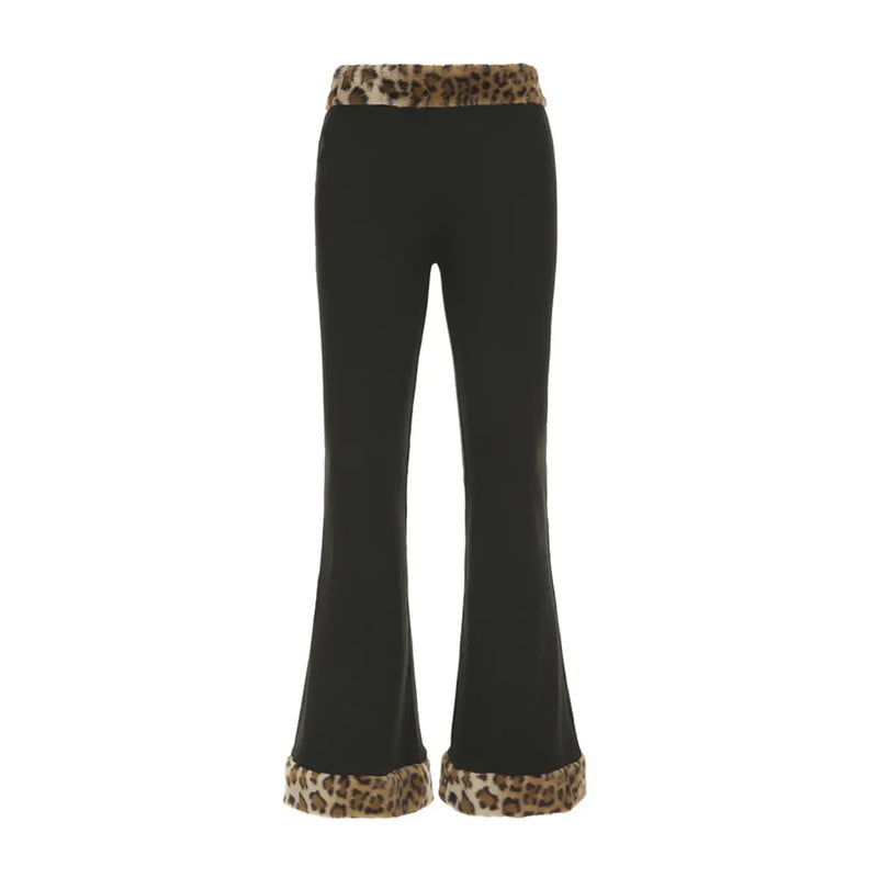 Pantalon  noir taille basse leopard THSPR