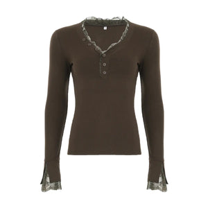 Top  Marron Élégance Boutonnée THSPR