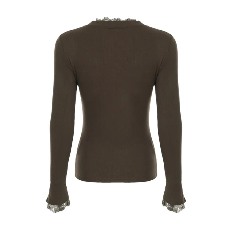 Top  Marron Élégance Boutonnée THSPR