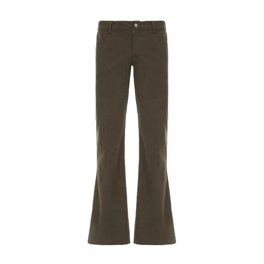 Pantalon évasé velours côtelé marron THSPR