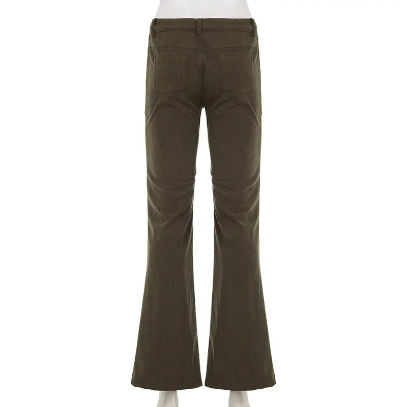 Pantalon évasé velours côtelé marron THSPR