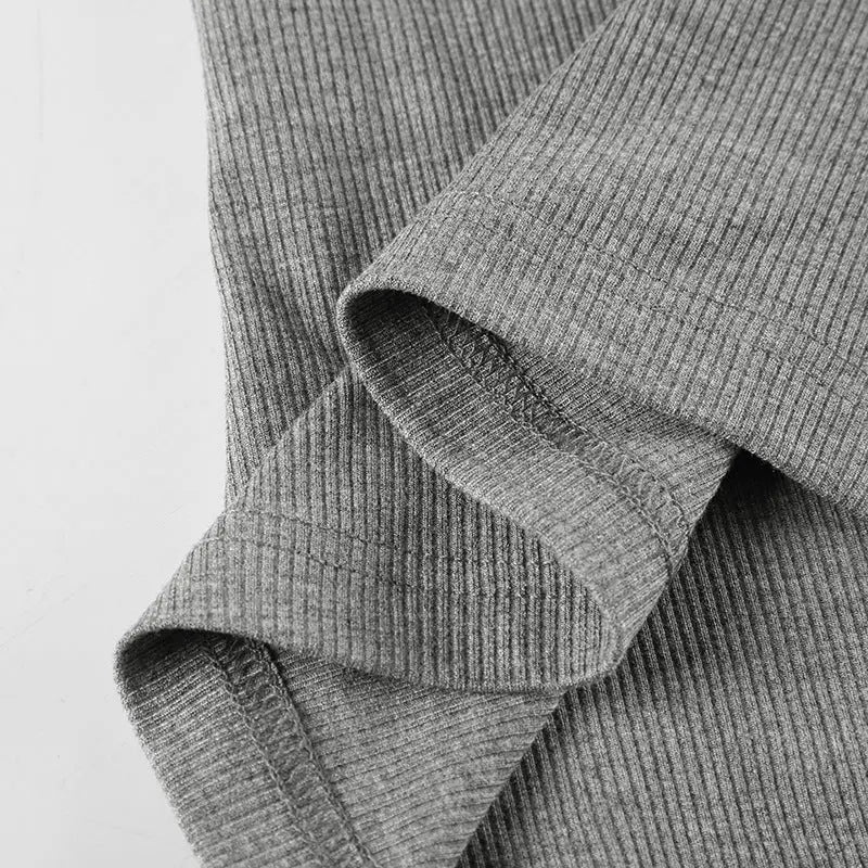 Top Gris Boutonné à Manches Longues THSPR