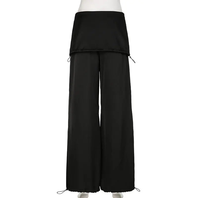 Pantalon ample en satin avec jupe superposée THSPR