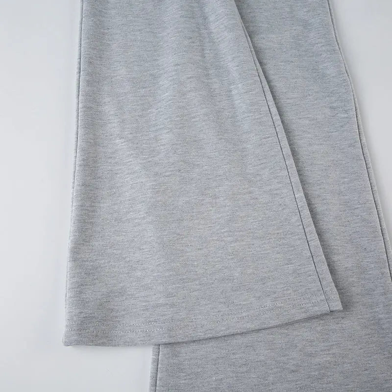 Pantalon Flare Taille Basse Gris THSPR