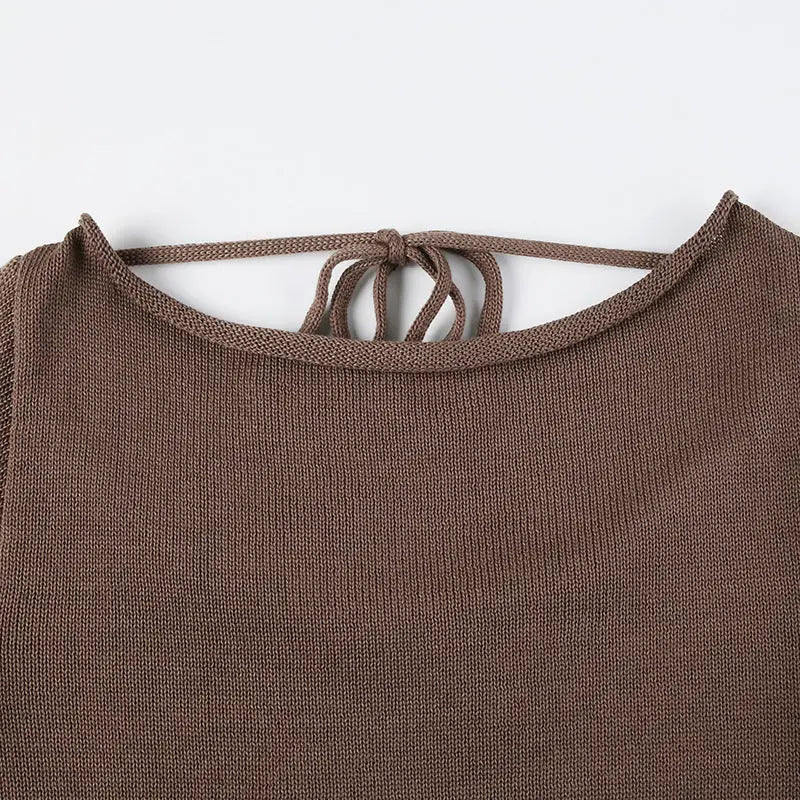 Pull Marron En Maille transparent THSPR