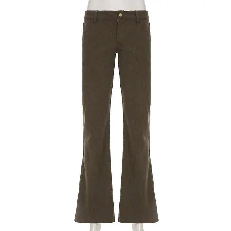 Pantalon évasé velours côtelé marron THSPR