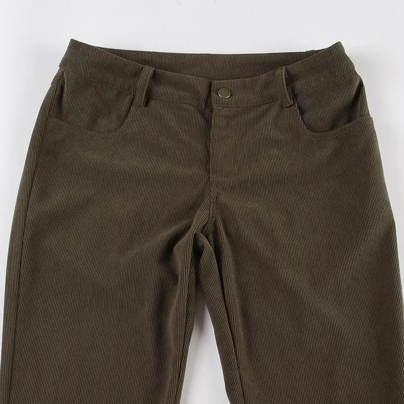 Pantalon évasé velours côtelé marron THSPR