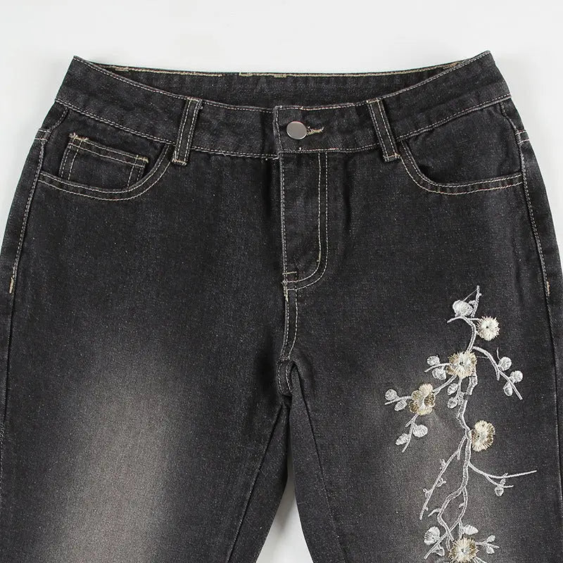 Jean Flare Brodé Floral THSPR