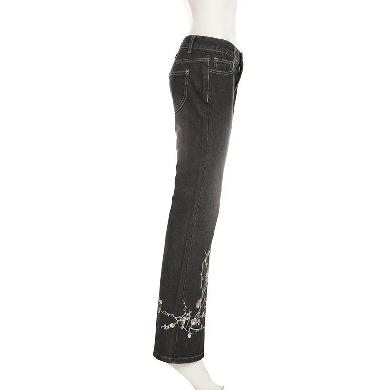 Jean Flare Brodé Floral THSPR