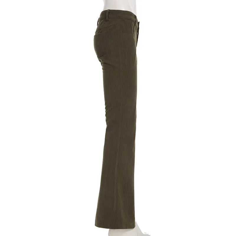 Pantalon évasé velours côtelé marron THSPR