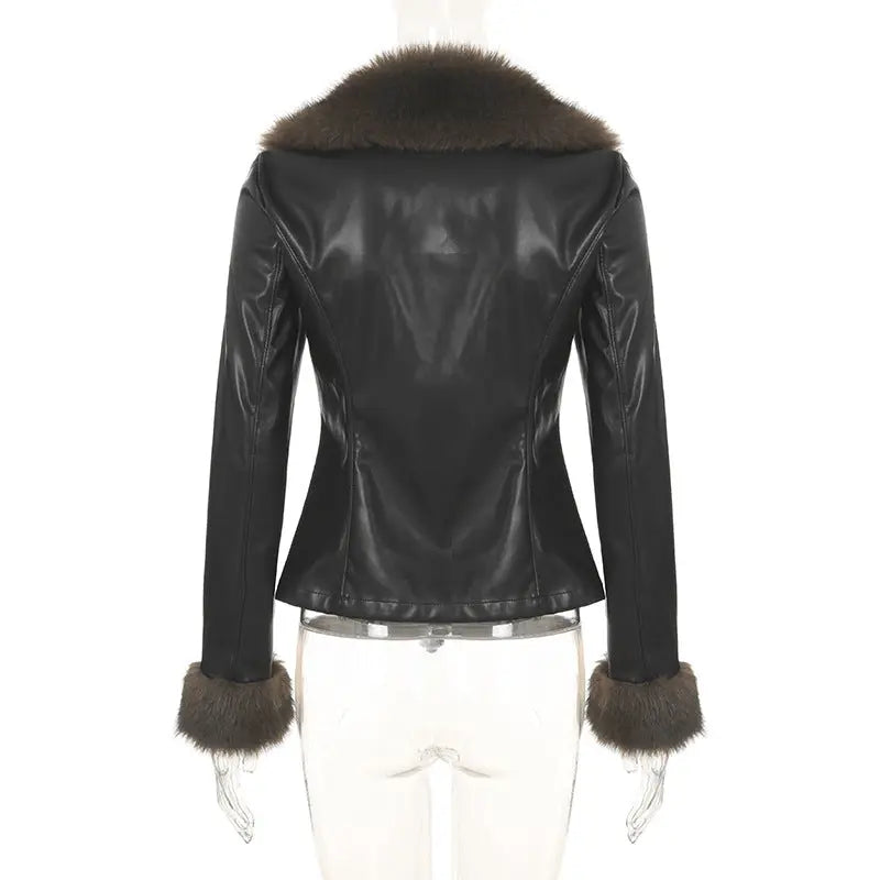 Veste en cuir avec fourrure THSPR