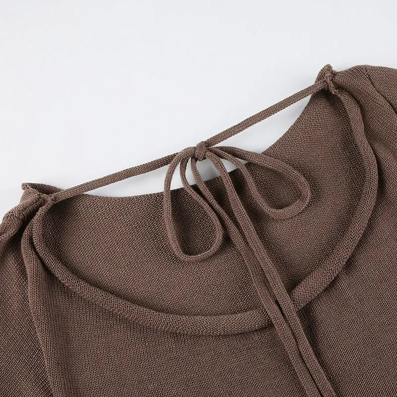 Pull Marron En Maille transparent THSPR