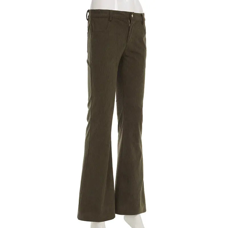 Pantalon évasé velours côtelé marron THSPR