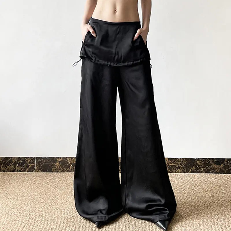 Pantalon ample en satin avec jupe superposée THSPR