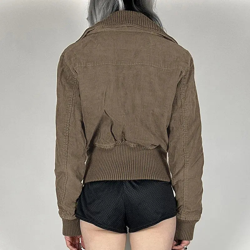 Veste Crop Marron à Poches THSPR