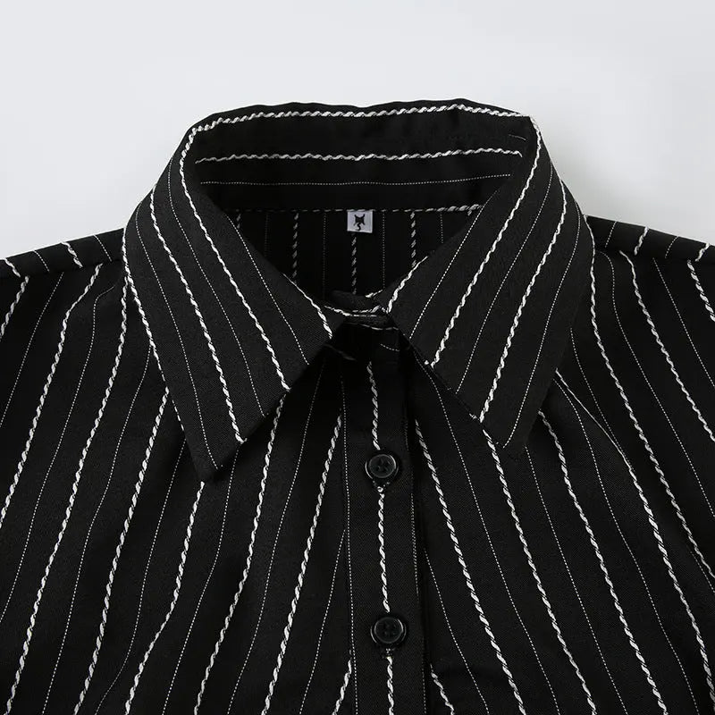 Chemise  Rayé Noir Ajusté THSPR